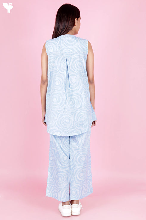 Cambric Cotton Co-Ord Set In Floral Block Print